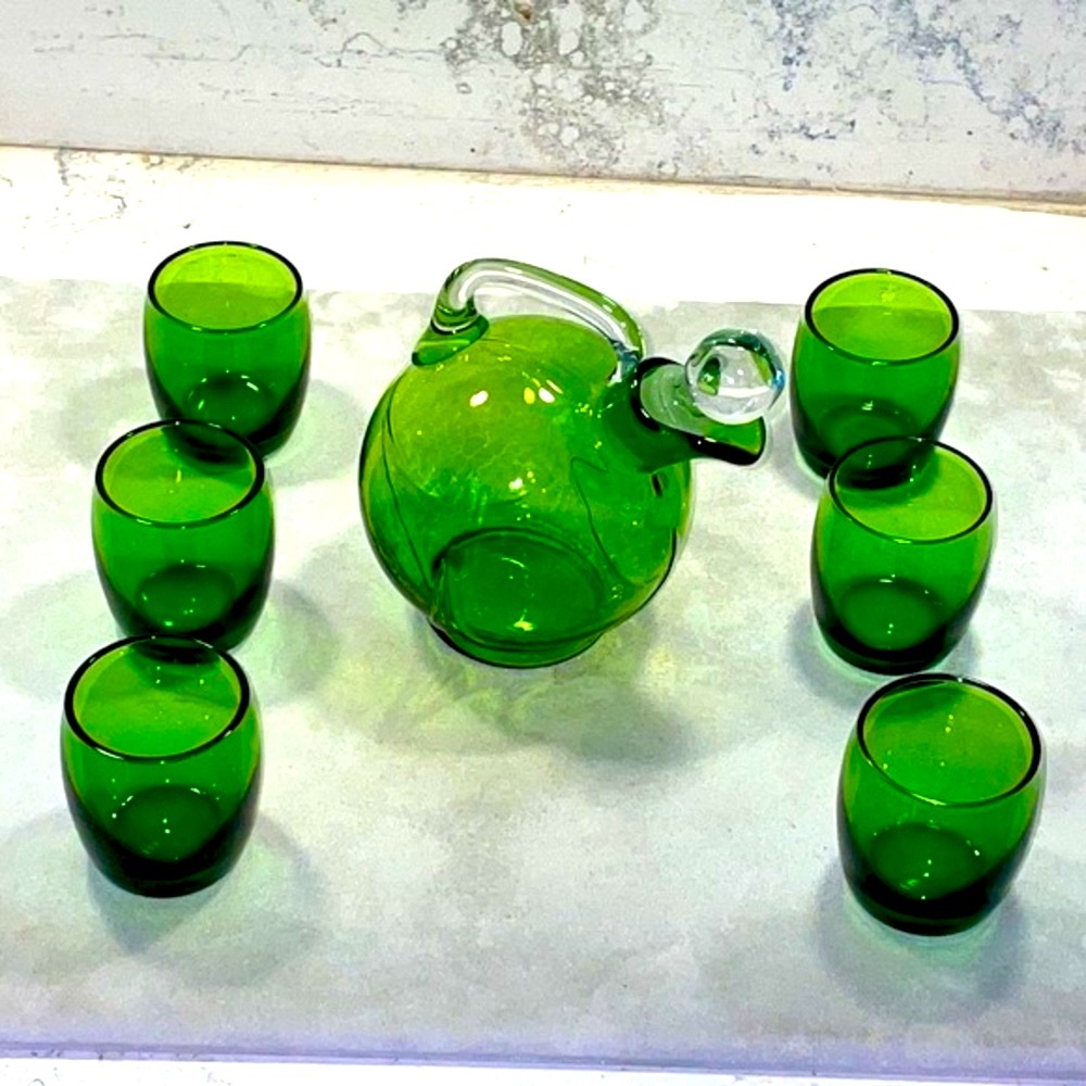 Handblown Tilt Ball Decanter & Cordials Set Cambridge Glass Co Circa 1930’s EUC - Picture 1 of 16